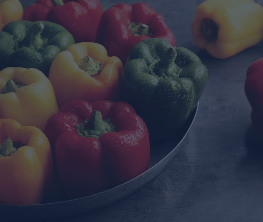 red, yellow, and green bell peppers
